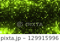 Green glowing blinking lights. Grid pattern with random size dots. Shimmering particles abstract background for festive design, New Year. 4K loop animation. 129915996
