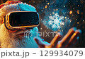 Modern Santa Claus VR digital fuses Christmas joy with virtual reality, merging festive celebrations with innovation and creativity, bringing the spirit of the season to life in new ways 129934079