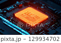 Introducing the HighTech Microprocessor with Illuminated Circuitry, designed for future computing and automation, enhancing efficiency and integrating AI for superior power and speed 129934702