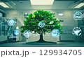 Green plant innovative and creative fusion of nature alongside technology in the realm of sustainability research is shaping the future, enhancing growth and innovation across various fields of study 129934705