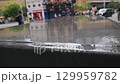 Closeup water fountain surface in central London square 129959782