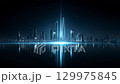 未來城市的夜景，水面的倒影充滿科技感。 129975845