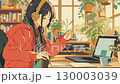 Female student listening to online lectures with headphones Loop 130003039