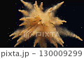 Explosion Golden Glitter Confetti with Flickering Bright Animation Black Background. Celebration Elegant Stylish Colorful Burst. Isolated Explode Sparkle Particles. Beautiful Cg 3d Explosion Close-up 130009299