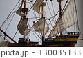 Deck And Sails On A Masts Of Old Sailing Ship Model In Rotation 4K Video  130035133