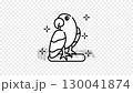Cute macaw icon animation parrot on branch with sparkle accents. Charming microstock illustration suitable for kids projects and fun designs. 130041874