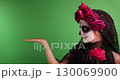 Girl in Calavera Catalina Makeup Celebrates Day of the Dead Holiday 130069900