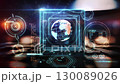 Artificial intelligence processing global data flow in futuristic hologram 130089026