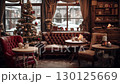 A Festive Vintage Cafe Decorated with Christmas Tree 130125669