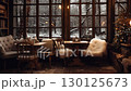 A Festive Vintage Cafe Decorated with Christmas Tree 130125673