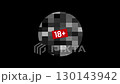 18 plus text on circular blurred mosaic animation. indicates censored and sensitive content. 4k video.  130143942