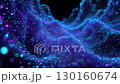 Abstract glowing particles form a flowing wave. Cosmic and futuristic visualization of digital light and energy. Generative AI Looping video. 130160674