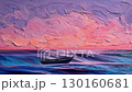 Boat on calm water under a picturesque sunset in painterly style. A tranquil, romantic scene of stillness and glow. Generative AI Looping video. 130160681