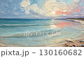 Painting style view of a seaside coast with soft waves. Artistic blend of nature and fine art aesthetics. Generative AI Looping video. 130160682