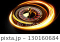 Spinning casino roulette in golden shine. Symbol of luck, risk, and glamorous gaming atmosphere. Generative AI. 130160684
