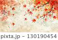 秋季日式水彩插畫背景與落葉 - 生成式人工智慧 130190454