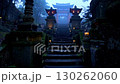 Climbing the steps of a misty shrine 130262060