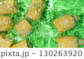 Fresh Corn Cobs Splashing in Water Top View Slow Motion 130263920