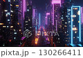 A cyber-style loop video of a futuristic city nightscape and neon lights 130266411