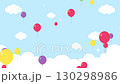 Sparkling blue sky background material with balloons rising 130298986
