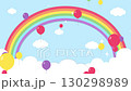 Rainbow, balloons and sparkling blue sky background material 130298989