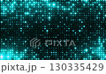 Teal glowing blinking lights. Grid pattern with random size dots. Shimmering particles abstract background for festive design, New Year. 4K loop animation. 130335429