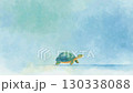 Turtle walking on a blue background in watercolor style 130338088