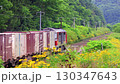 室蘭線の直線区間を走行する貨物列車 130347643