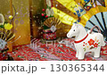 A white horse, the zodiac sign, and gorgeous New Year's decorations 130365344