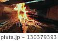 Burning bonfire closeup view in a camp site in Adirondack Upper New York State USA 130379393