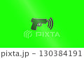 Metallic handgun rotating smoothly against green screen, providing seamless loop for professional video editing and compositing workflows 130384191