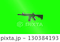 Metallic assault rifle being assembled and disassembled on green screen background, perfect for video editing and compositing 130384193