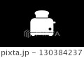 White toaster icon appearing and disappearing with digital glitch effect isolated on black background 130384237