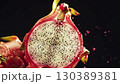 Dragon fruit refreshment with juice pouring in slow motion for healthy eating	 130389381