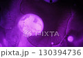 Ink acrylic water. Fluid paint. Defocused purple neon color liquid drop dark black flow blob spreading on abstract light art background. 130394736