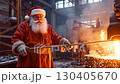 A man dressed as Santa Claus in a blacksmith shop 130405670