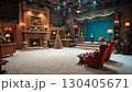 A living room filled with furniture and a christmas tree 130405671