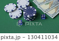 Dice game Craps in casino with chips, bets and risk. Craps game with all attributes as a background for your design 130411034
