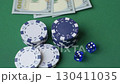Dice game Craps in casino with chips, bets and risk. Craps game with all attributes as a background for your design 130411035