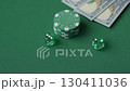 Dice game Craps in casino with chips, bets and risk. Craps game with all attributes as a background for your design 130411036