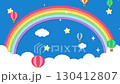 Sparkling night background material with rainbow and balloons rising 130412807