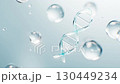 Transparent DNA and water bubbles, 3d rendering. 130449234