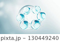 Transparent molecules with water bubbles background, 3d rendering. 130449240