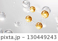 Biological golden molecule with cosmetics background, 3d rendering. 130449243