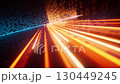 Flowing neon lines with binary data background, 3d rendering. 130449245