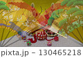 A gorgeous image of Happy New Year decorated with Kadomatsu and fans 130465218