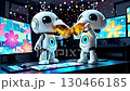 一段高清 4K 背景視頻，展現了未來風格的計算機房，其中可愛的機器人（安卓）正在津津有味地喝著啤酒。 130466185