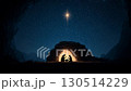 Holy Night in Bethlehem. Christmas night scene depicting Joseph and Mary with the newborn Jesus,. High quality FullHD footage 130514229