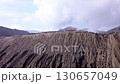 Tourists on the Caldera of an Active Volcano. Aerial View 130657049