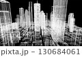 Background of a bird's-eye view of a city lined with wireframe skyscrapers, business, near future, hologram, architecture 130684061